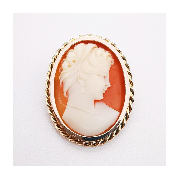 Broche Pendentif Camée Or Jaune 750 - 18 carats (Bijou Occasion)