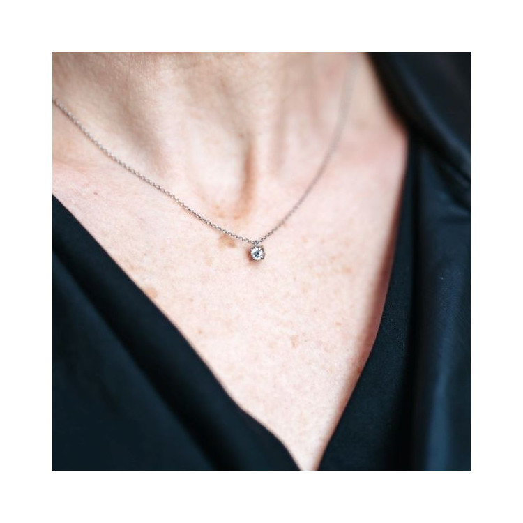 Collier "Liberté Sauvage" Diamant de Synthèse 0.25 ct Or Blanc 750 - 18 carats