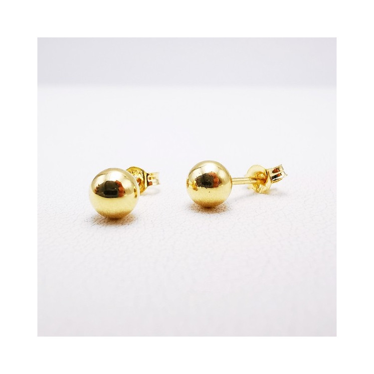 Boucles d'Oreilles Puces Boules Or Jaune 750 - 18 carats