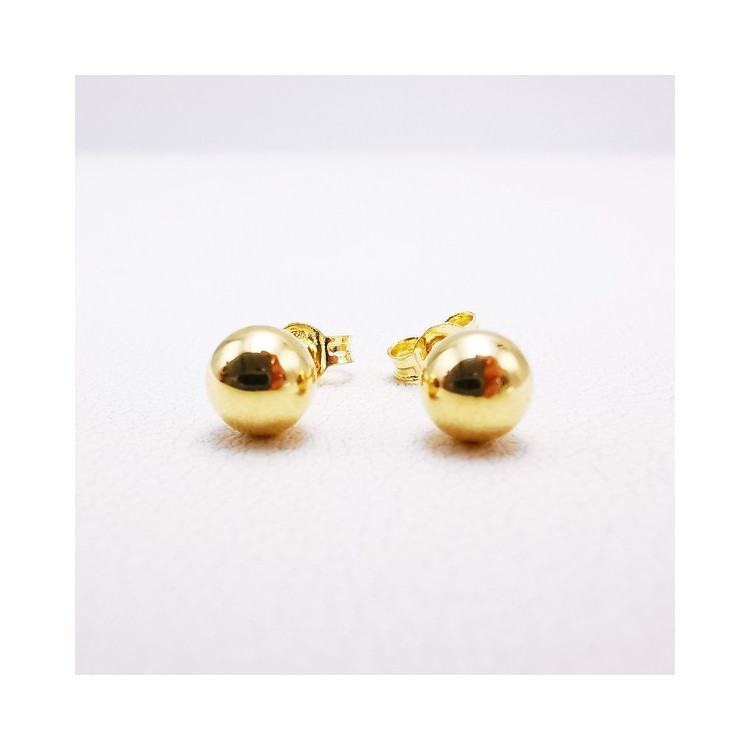 Boucles d'Oreilles Puces Boules Or Jaune 750 - 18 carats