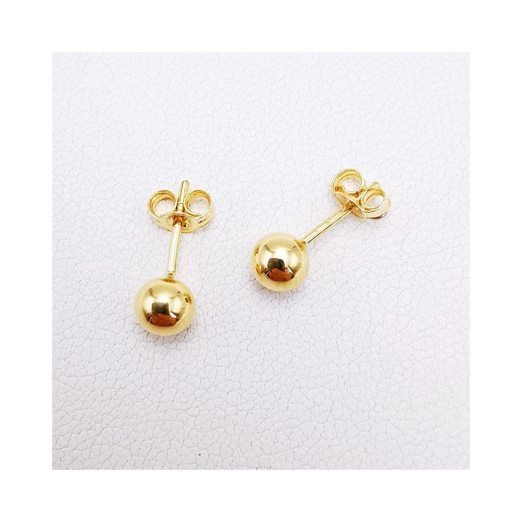 Boucles d'Oreilles Puces Boules Or Jaune 750 - 18 carats