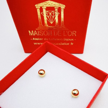 Boucles d'Oreilles Puces Boules Or Jaune 750 - 18 carats