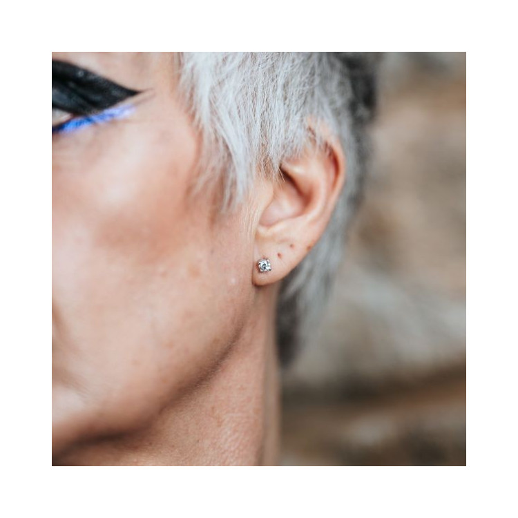 Boucles d'Oreilles "Liberté Sauvage" Diamant de Synthèse 2 x 0.25 ct Or Blanc 750 - 18 carats