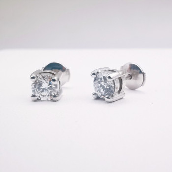 Boucles d'Oreilles "Liberté Sauvage" Diamant de Synthèse 2 x 0.50 ct Or Blanc 750 - 18 carats