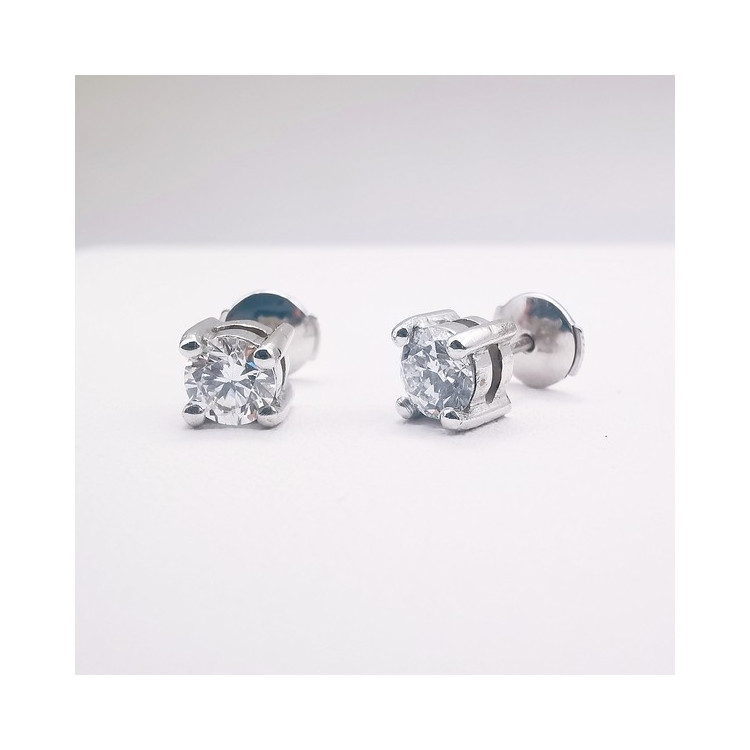 Boucles d'Oreilles "Liberté Sauvage" Diamant de Synthèse 2 x 0.50 ct Or Blanc 750 - 18 carats