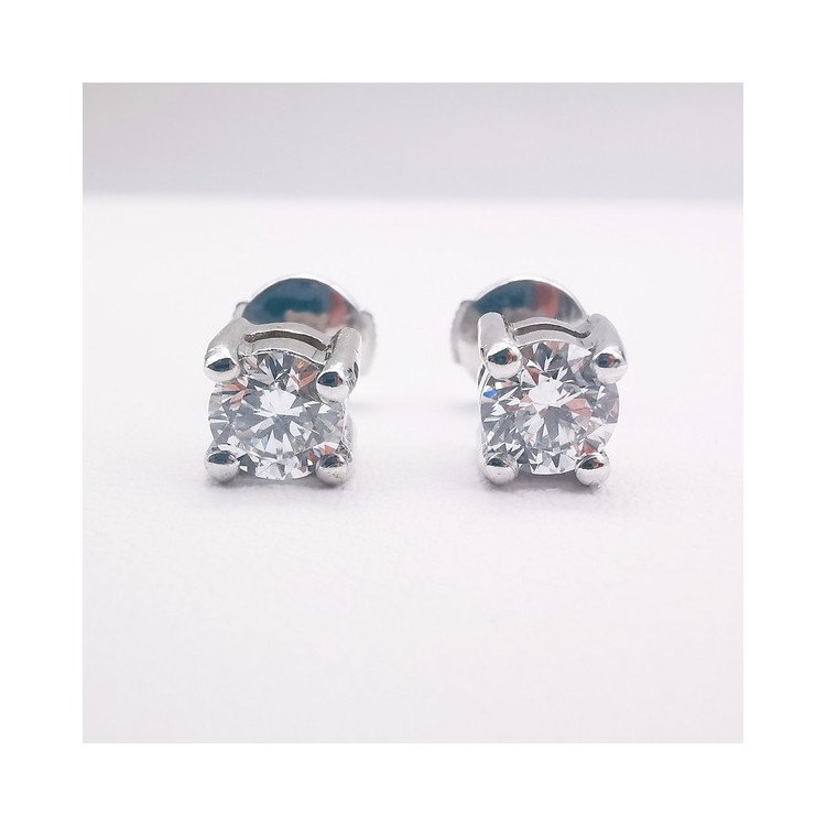 Boucles d'Oreilles "Liberté Sauvage" Diamant de Synthèse 2 x 0.50 ct Or Blanc 750 - 18 carats