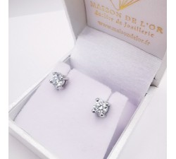 Boucles d'Oreilles "Liberté Sauvage" Diamant de Synthèse 2 x 0.50 ct Or Blanc 750 - 18 carats