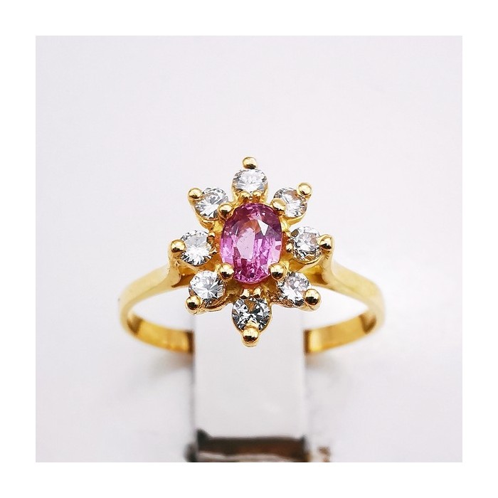 Bague "Little Lady" Saphir Rose Diamants Or Jaune 750 - 18 carats Bague "Little Lady" Saphir Rose Diamants Or Jaune 750 - 18 carats
