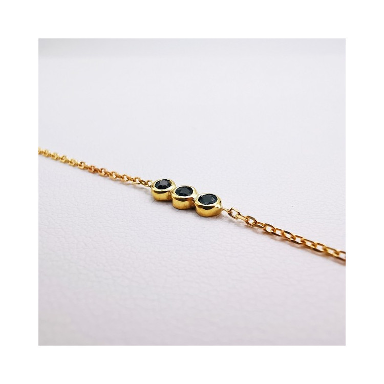 Bracelet Trilogie de Saphirs Or Jaune 750 - 18 carats