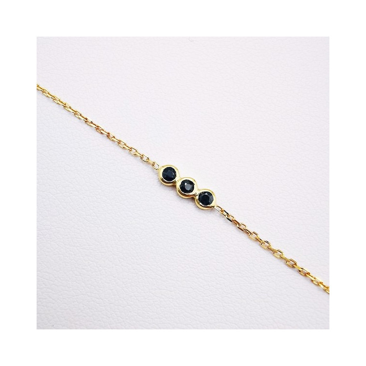 Bracelet Trilogie de Saphirs Or Jaune 750 - 18 carats