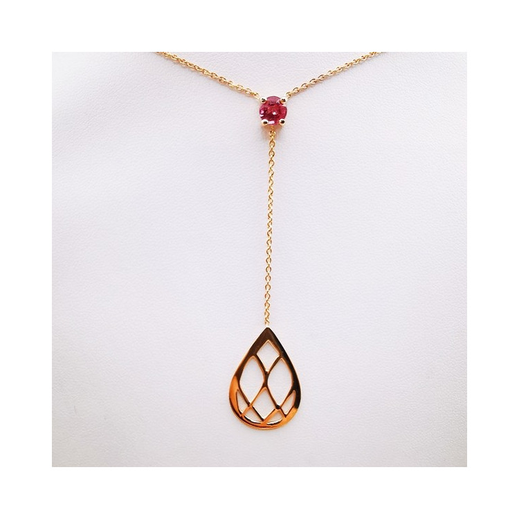 Collier Tourmaline rose Or Rose 750 - 18 carats Pièce Unique