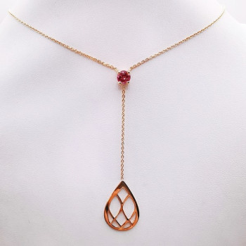 Collier Tourmaline rose Or Rose 750 - 18 carats Pièce Unique