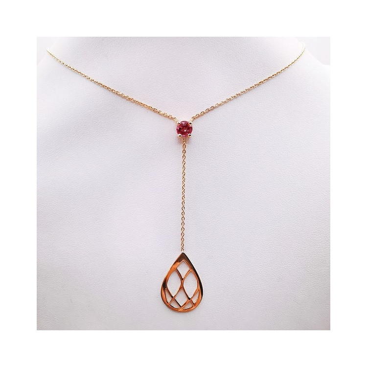 Collier Tourmaline rose Or Rose 750 - 18 carats Pièce Unique