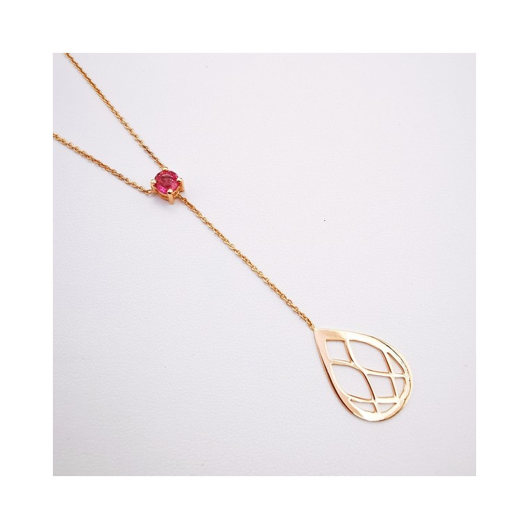 Collier Tourmaline rose Or Rose 750 - 18 carats Pièce Unique