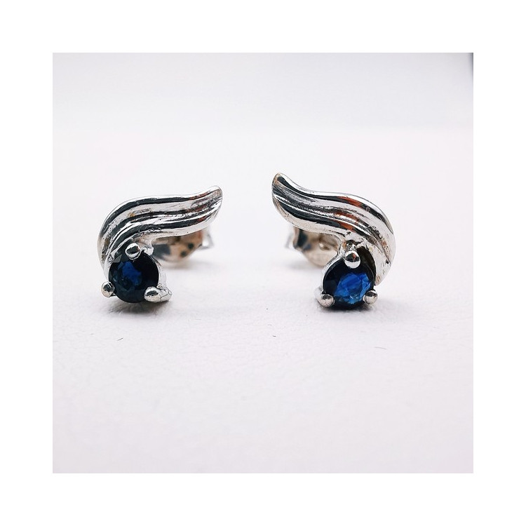 Boucles d'Oreilles Saphir Or Blanc 750 - 18 carats
