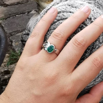 Bague Émeraude & Diamants Or Blanc 750 - 18 carats