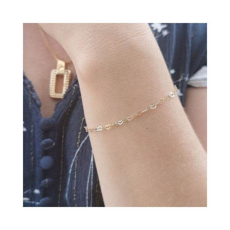 Bracelet Maille Coeur Or Jaune 750 - 18 carats