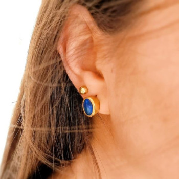 Boucles d'oreilles Opale Or Jaune 750 - 18 carats Pièce Unique