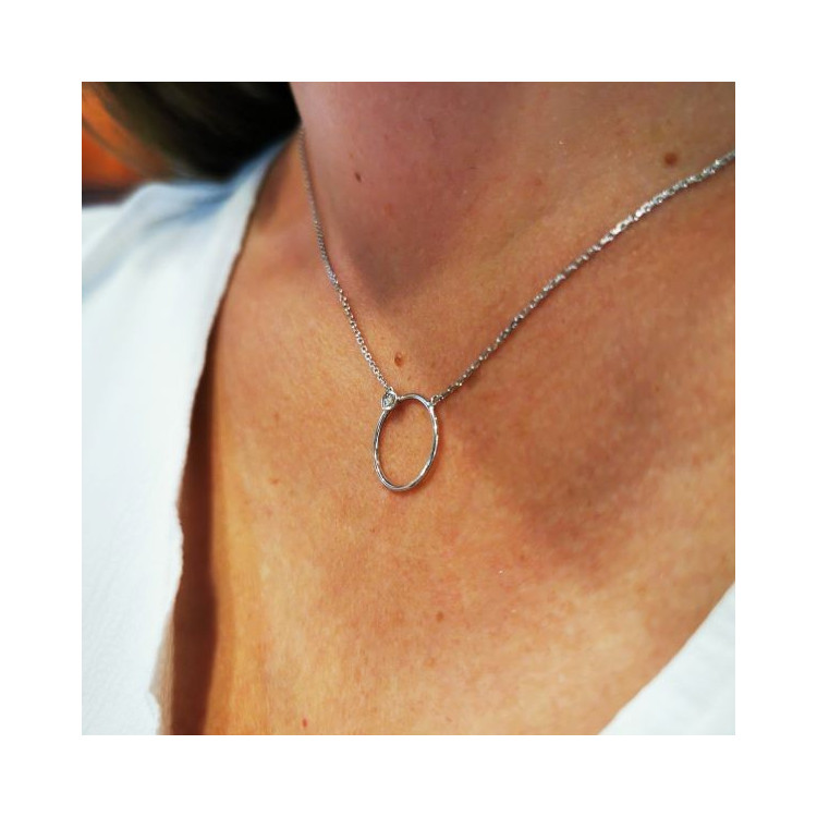 Collier Cercle Diamant Or Blanc 750 - 18 carats