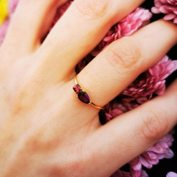Bague Améthyste et Rhodolite Or Jaune 750 - 18 carats
