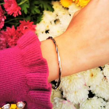 Bracelet Jonc Torsadé Or Blanc 750 - 18 carats
