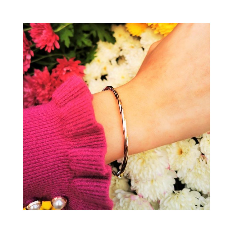 Bracelet Jonc Torsadé Or Blanc 750 - 18 carats