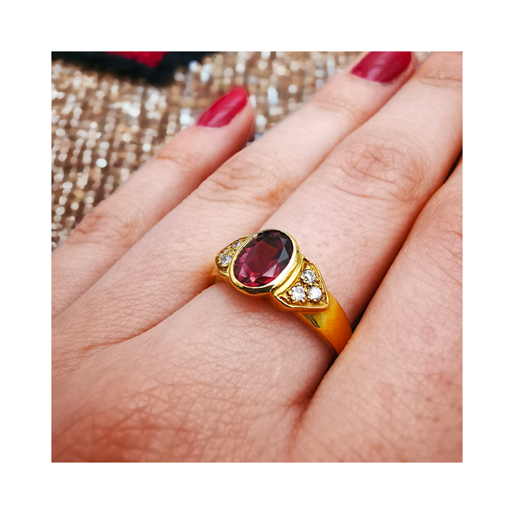 Bague Tourmaline et Diamants Or Jaune 750 - 18 carats