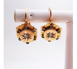 Boucles d'oreilles Brisures Diamants et perles Or Jaune 750 - 18 carats (Bijou d'occasion)