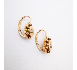 Boucles d'oreilles Brisures Diamants et perles Or Jaune 750 - 18 carats (Bijou d'occasion)
