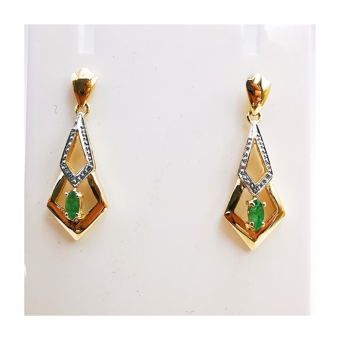 Boucles d'oreilles pendantes Emeraude Or Jaune 750 - 18 carats (Bijou Occasion)