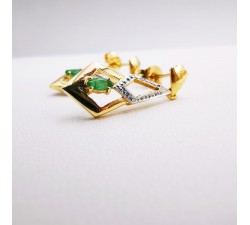Boucles d'oreilles pendantes Emeraude Or Jaune 750 - 18 carats (Bijou Occasion)
