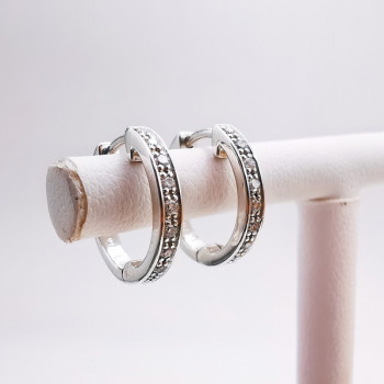 Boucles d'Oreilles Créoles Diamants Or blanc 750 - 18 carats
