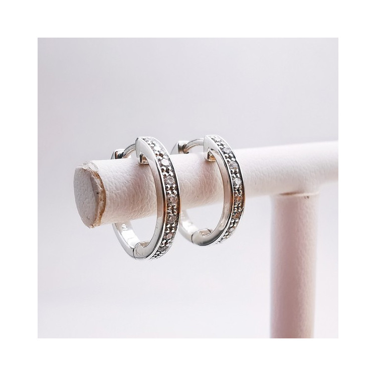 Boucles d'Oreilles Créoles Diamants Or blanc 750 - 18 carats