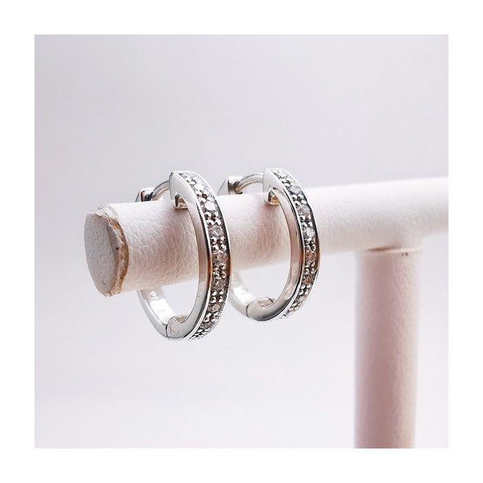 Boucles d'Oreilles Créoles Diamants Or blanc 750 - 18 carats Boucles d'Oreilles Créoles Diamants Or blanc 750 - 18 carats