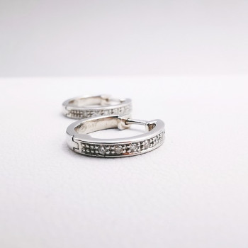 Boucles d'Oreilles Créoles Diamants Or blanc 750 - 18 carats