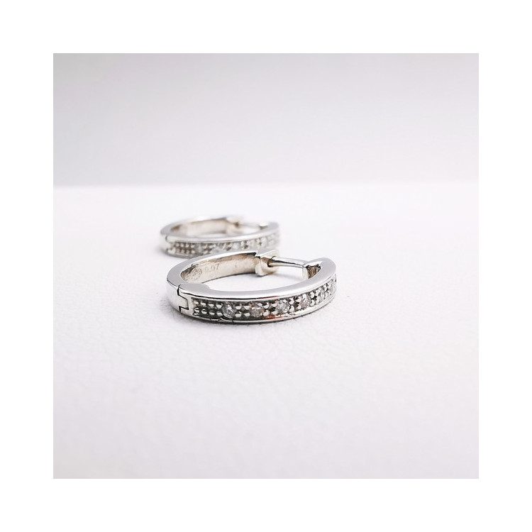 Boucles d'Oreilles Créoles Diamants Or blanc 750 - 18 carats
