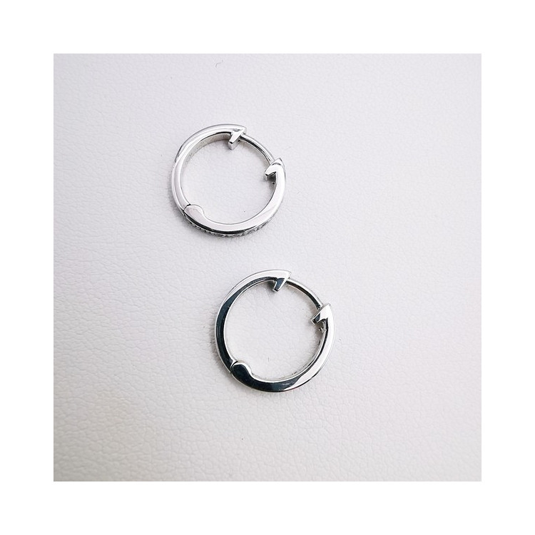 Boucles d'Oreilles Créoles Diamants Or blanc 750 - 18 carats