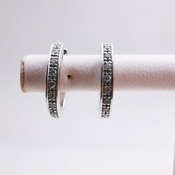 Boucles d'Oreilles Créoles Diamants Or blanc 750 - 18 carats