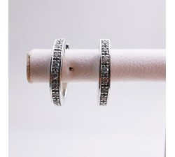 Boucles d'Oreilles Créoles Diamants Or blanc 750 - 18 carats