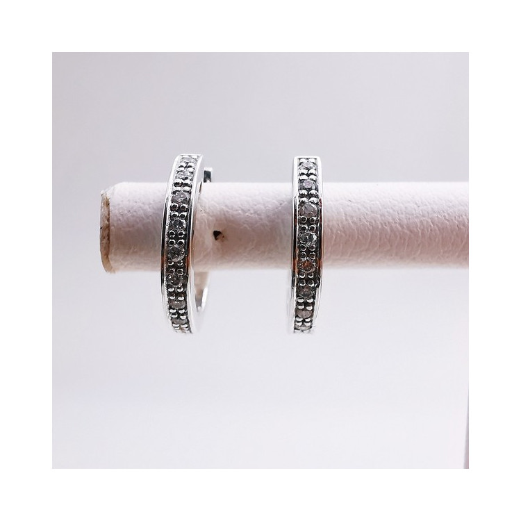 Boucles d'Oreilles Créoles Diamants Or blanc 750 - 18 carats