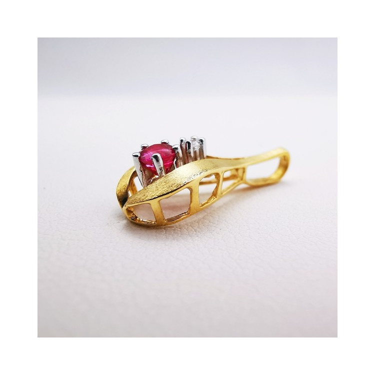 Pendentif Rubis Diamant Or Jaune 750 - 18 carats (Bijou Occasion)