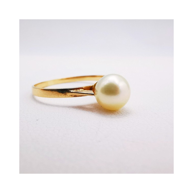 Bague Perle Or Jaune 750 - 18 carats (Bijou d'occasion)