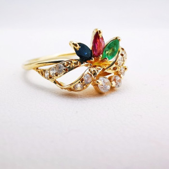 Bague Pierres Précieuses Or jaune 750 - 18 carats (Bijou d'Occasion)