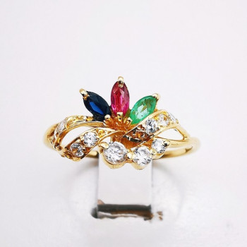 Bague Pierres Précieuses Or jaune 750 - 18 carats (Bijou d'Occasion)