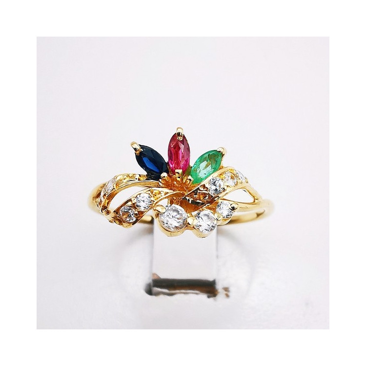 Bague, Or Jaune 750 & Oxydes de zirconium - Aurora