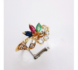 Bague Pierres Précieuses Or jaune 750 - 18 carats (Bijou d'Occasion)