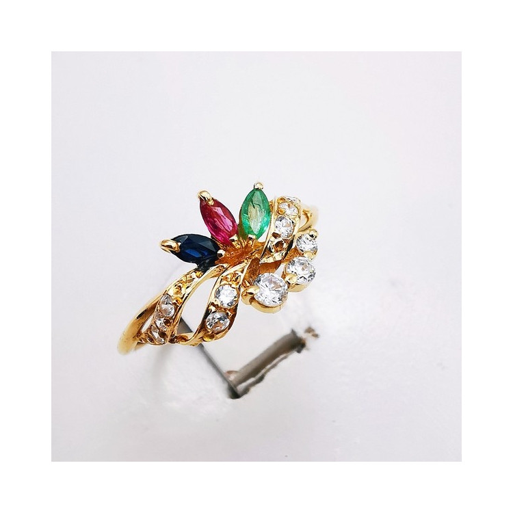 Bague Pierres Précieuses Or jaune 750 - 18 carats (Bijou d'Occasion)