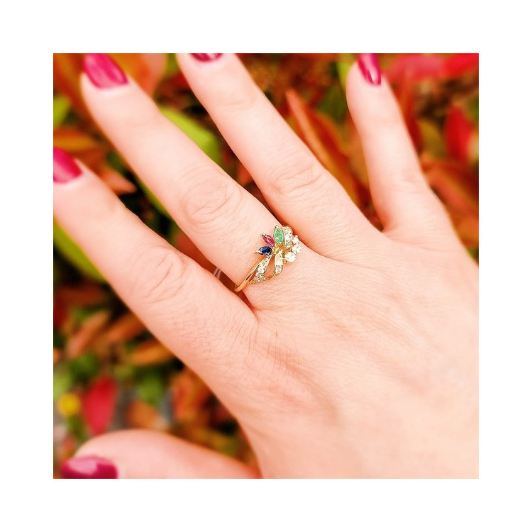 Bague Pierres Précieuses Or jaune 750 - 18 carats (Bijou d'Occasion)