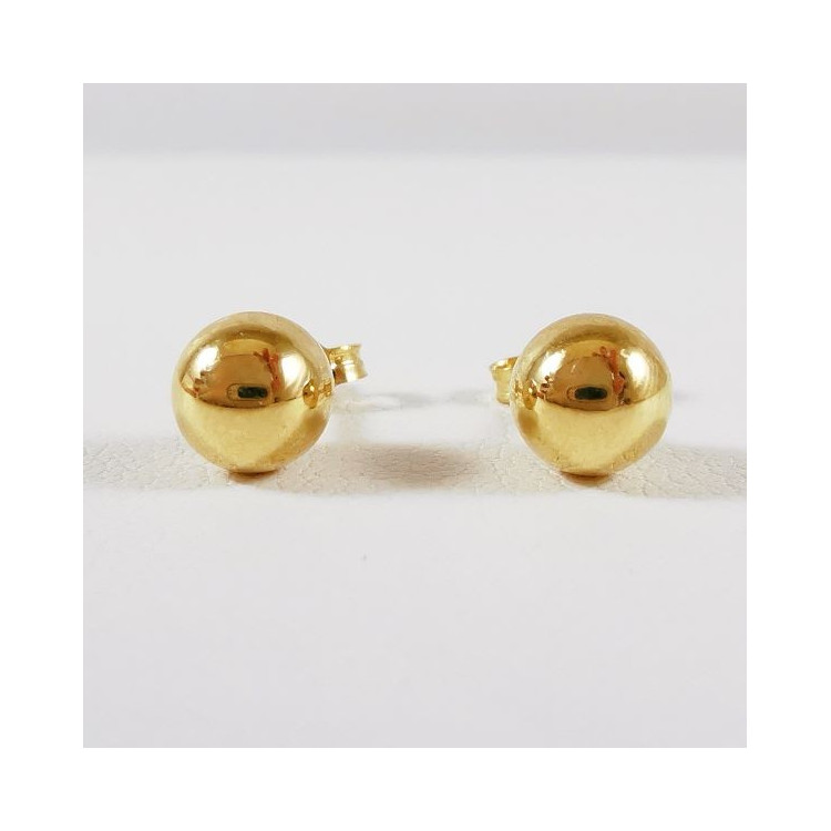 Boucles d'Oreilles Puces Boule Or jaune 750 - 18 carats