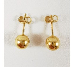 Boucles d'Oreilles Puces Boule Or jaune 750 - 18 carats